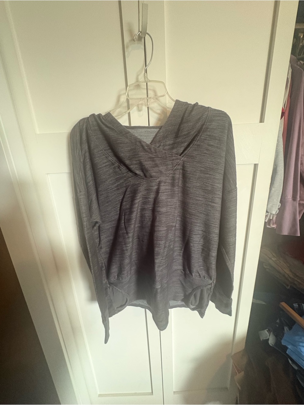 Gray Hooded Women's Sweater - Classic Pullover - Picture 2 of 7